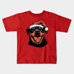 Rottweiler in a Santa hat Kids T-Shirt